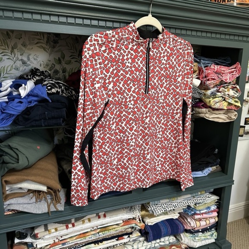 Tail Activewear Geometric Print Red Black White Long Sleeve 1/4 Zip Sz S - Picture 3 of 10